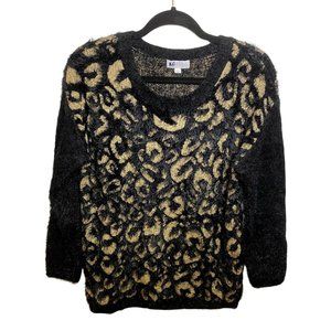 Joseph A. Sz Large Soft Eyelash Sweater Leopard
